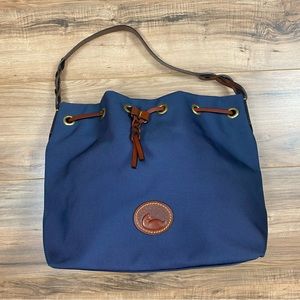 Dooney & Bourke Canvas Drawstring Bucket Bag Color Navy‎